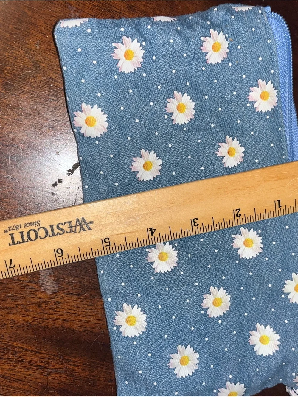 Claire's Blue Daisy Print Zipper Pouch